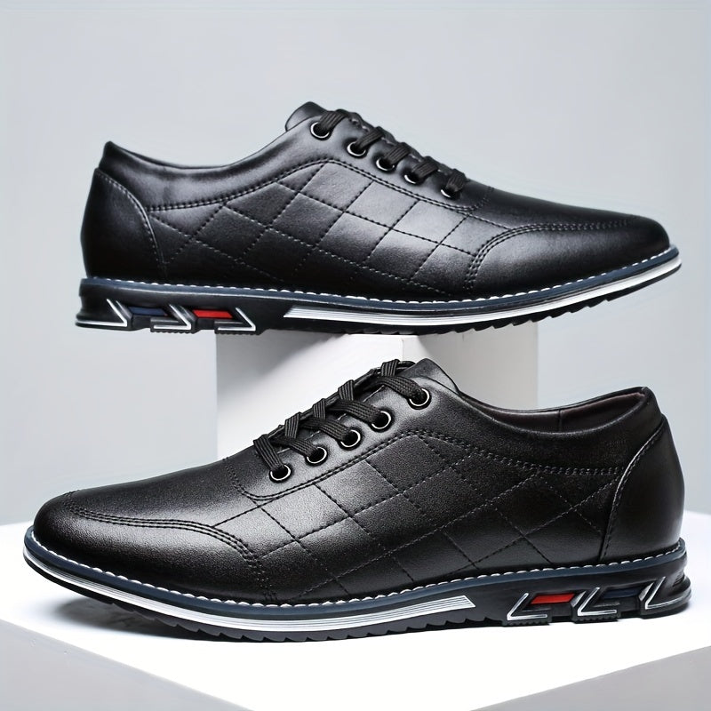 Men's Lace-Up Casual Shoes with Quilted Detailing and Sport Sole