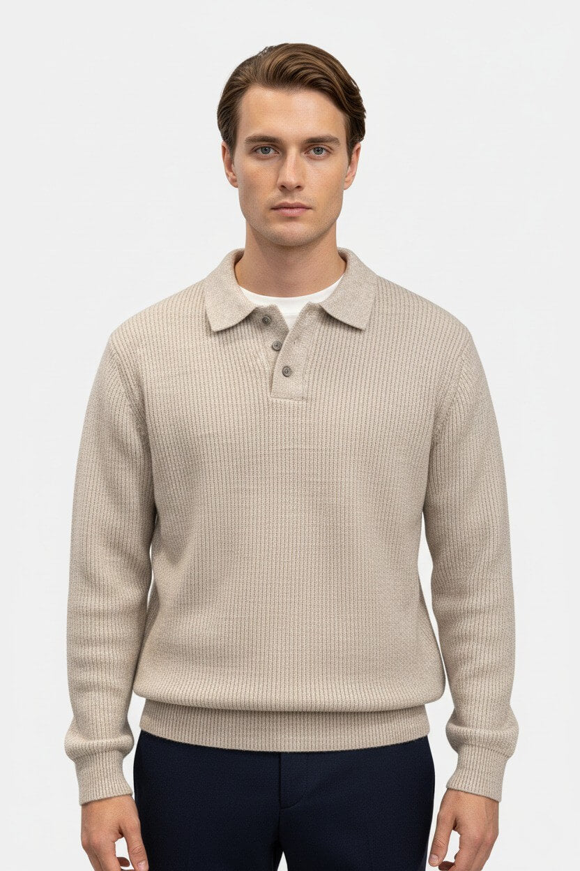 Solorfit | Men’s Knitted Jumper – Polo Collar High Stretch Autumn Winter